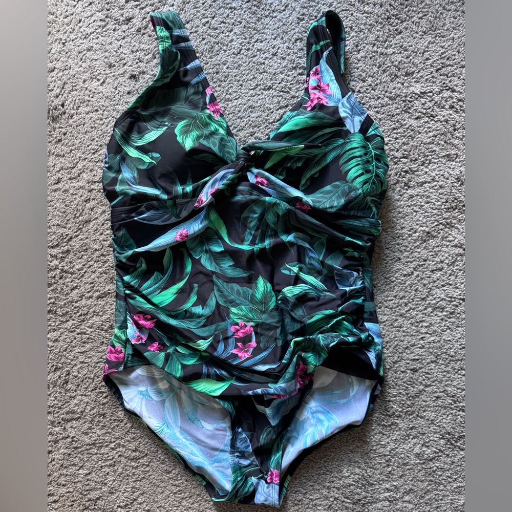 Kona Sol Tropical Patterned One-Piece